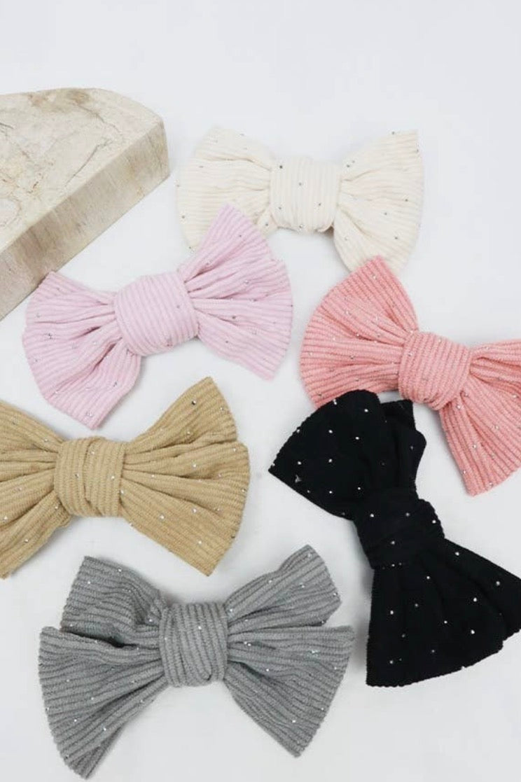 Studded Corduroy Bow