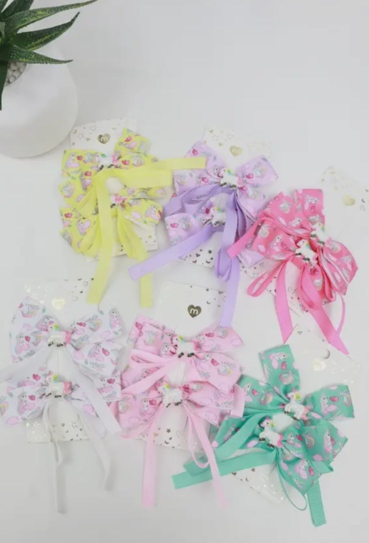 2pc Unicorn Hairbows