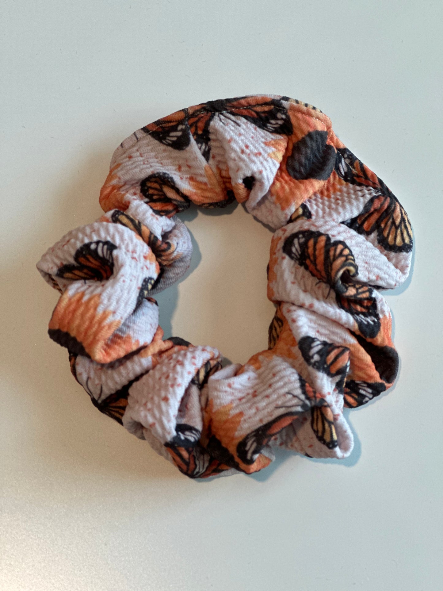 Tan Butterflies and Sunflowers Scrunchie (Pre-Order)