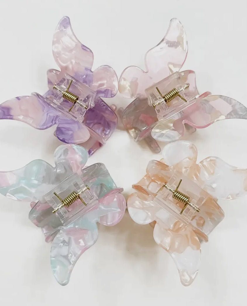 Marble Tortoise Acrylic Butterfly Hair Claw Clip