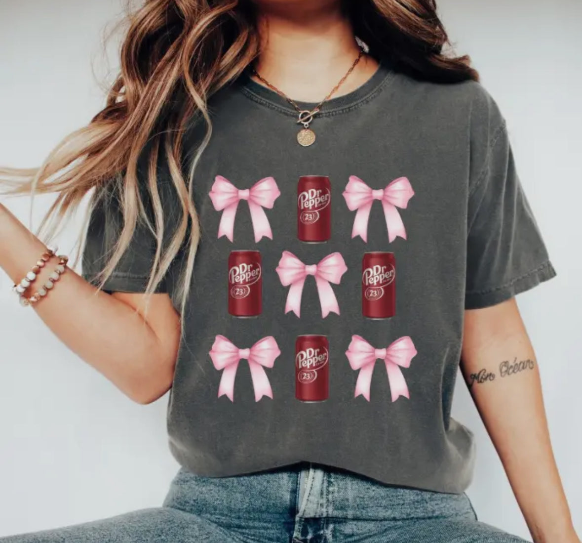 Dr Pepper Coquette Pink Bow Tee (Pre-Order)