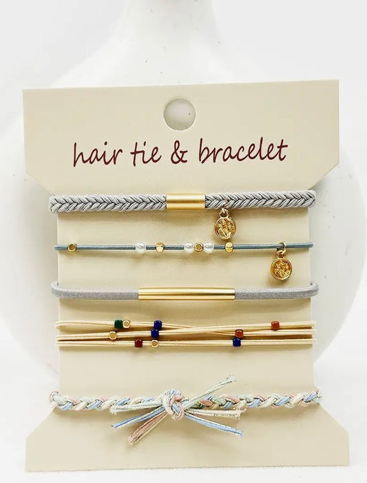 Boho Dusty Blue Hair Tie Bracelet