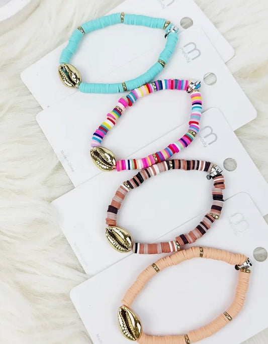 Clay Bead Sea Shell Bracelet