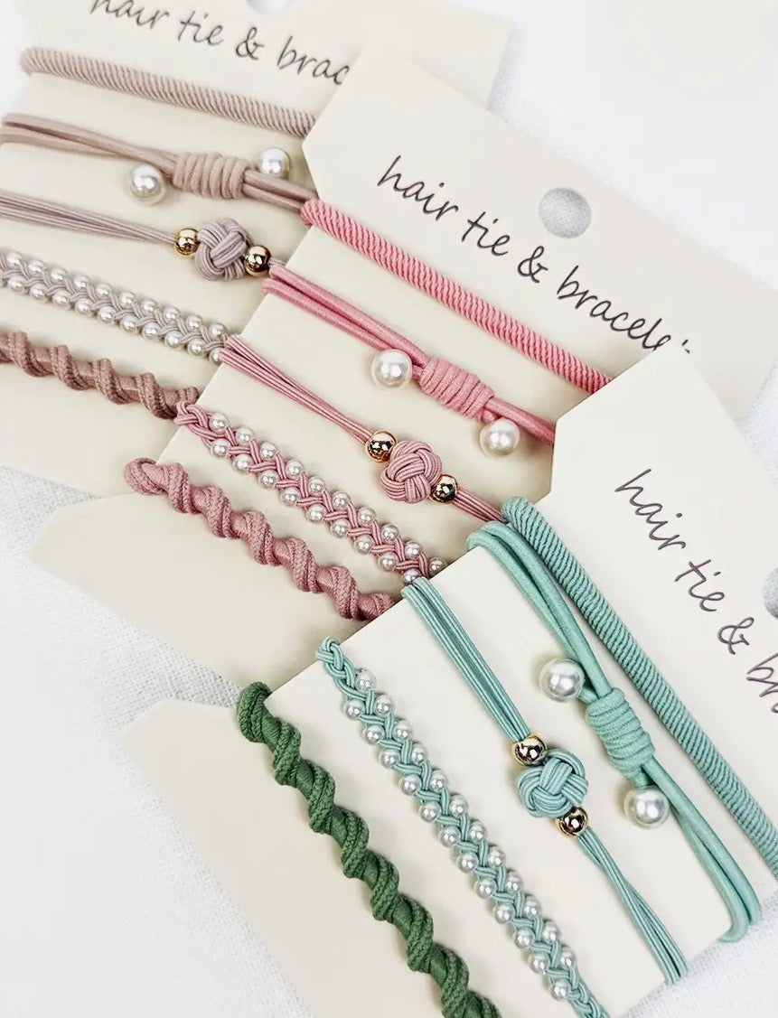 Pearl Boho Hair Tie Bracelets