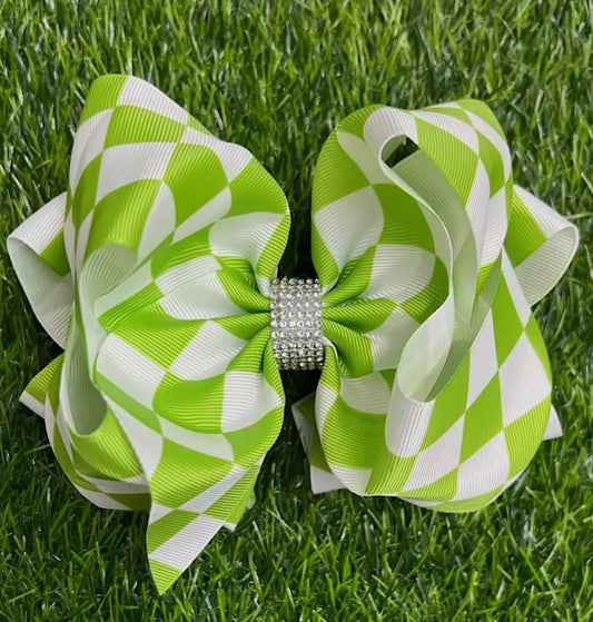 Lime Green Plaid Bow