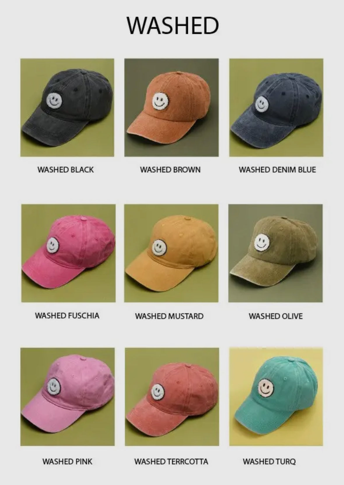 Washed Sherpa Happy Face Baseball Cap