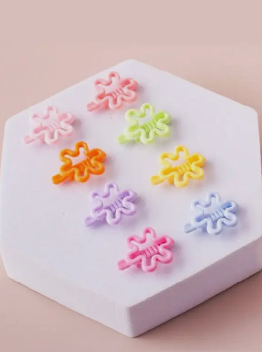 Candy Color Mini Flower Hair Clips Set