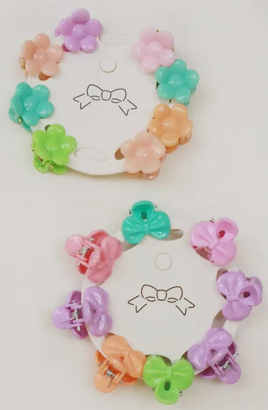 Bow and Flower Mini Hair Clips