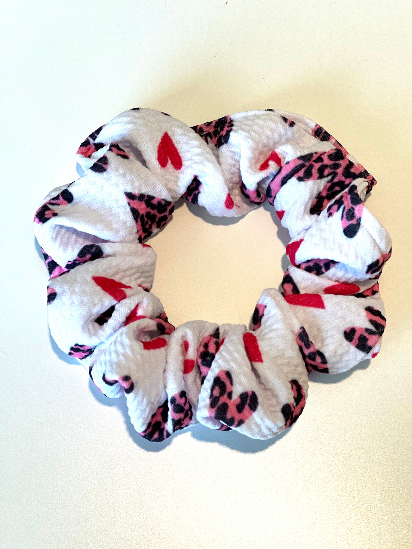 Hot Pink Cheetah Hearts Scrunchie