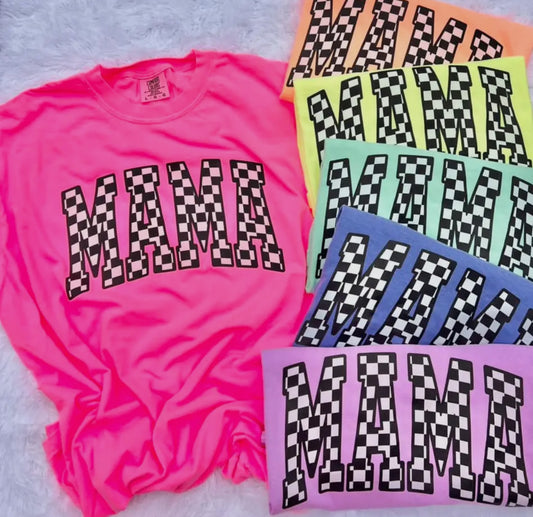 Checkered Mama Neon Tee (Pre-Order