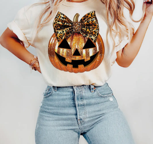 Faux Sequin Halloween Pumpkin Shirt (Pre-Order)