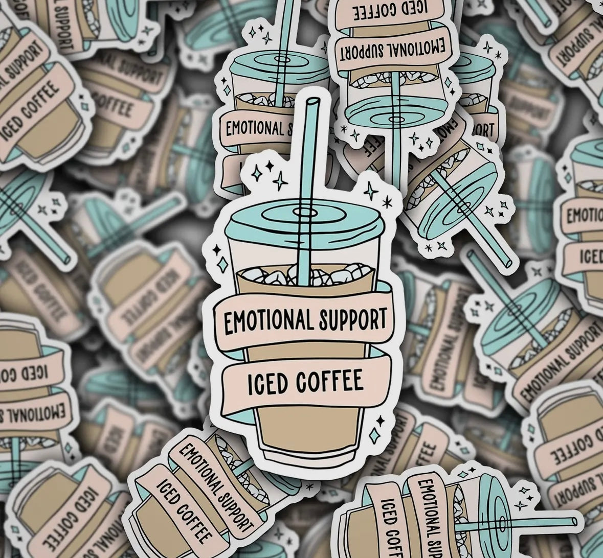Emotional Support Ice Coffee Sticker