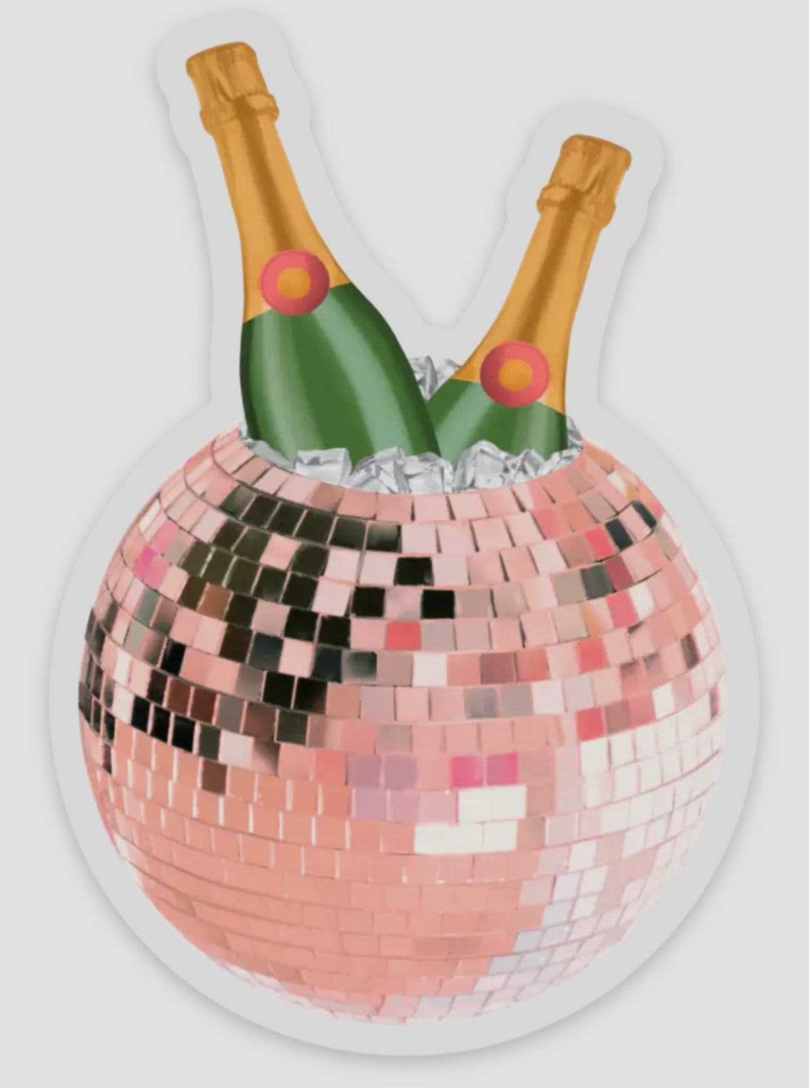 Disco Ball Champagne Bottles Sticker
