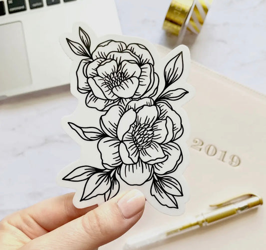 Drawn Peonies Sticker