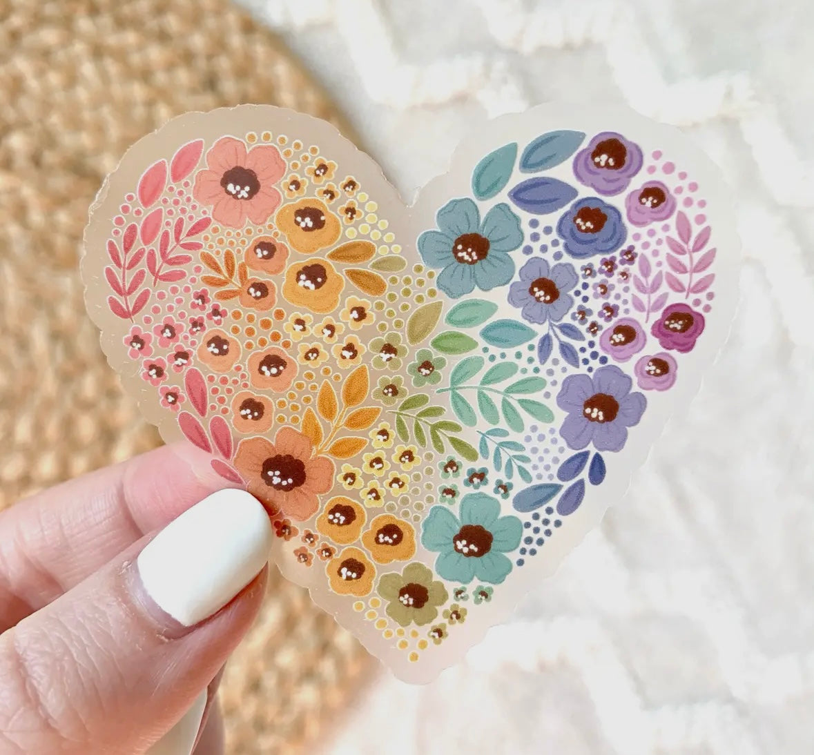 Rainbow Floral Heart Sticker