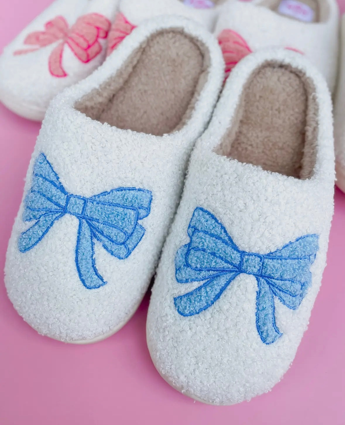 Blue Bow Slippers
