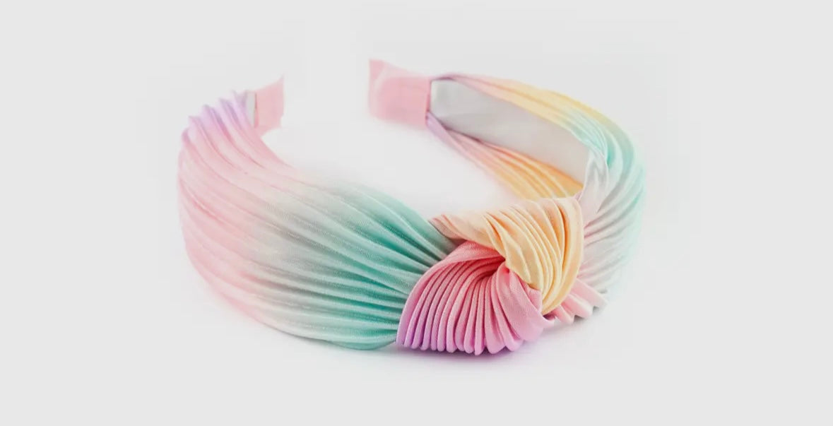 Silk Knotted Headband - Pastel Rainbow
