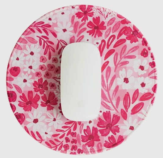 Pink Floral Gingham Mousepad